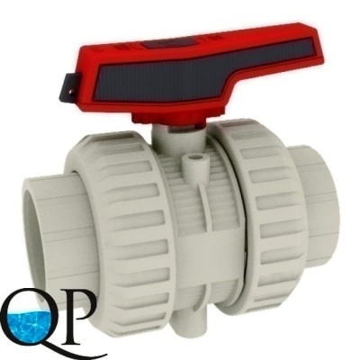 Кран шаровой ПП (PPH) CEPEX серия IND (уплотнение шара PTFE, остальные FPM), разборные муфтовые окончания (раструбная сварка) 1